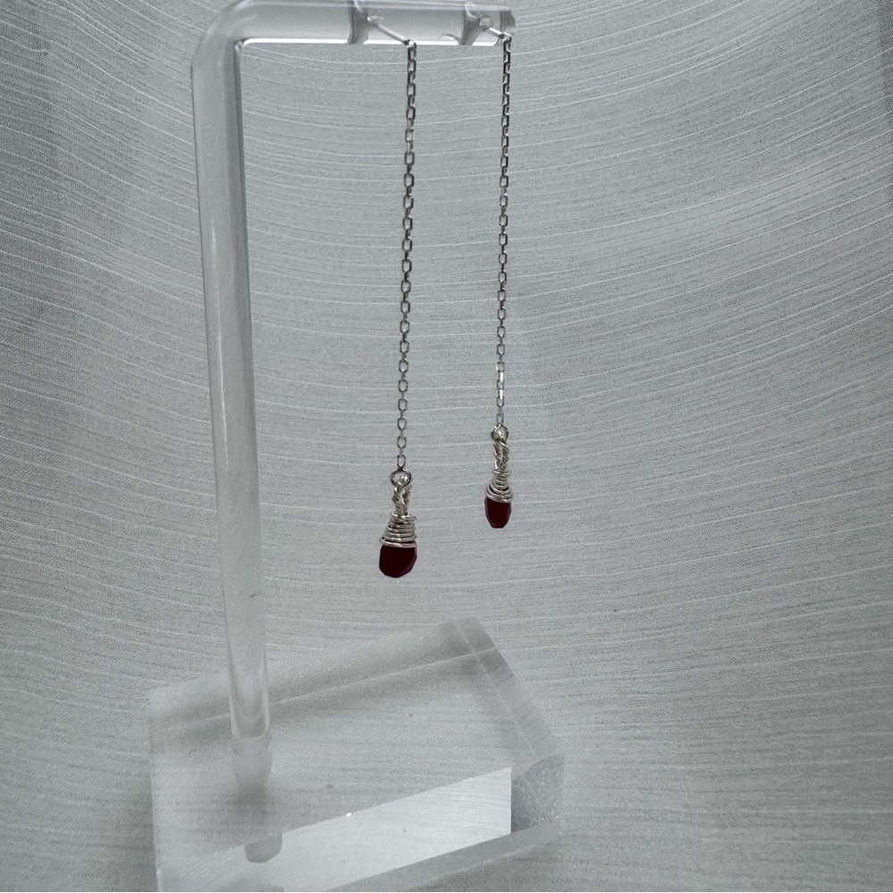 Ht9020 S925 Ruby Threader Earrings - image 3